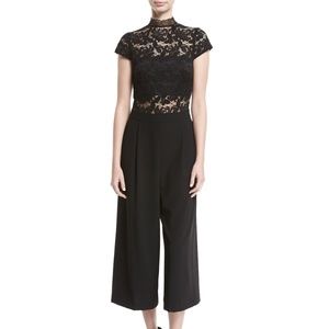 Alice & Olivia Black Lace Gaucho Jumpsuit, Size 4